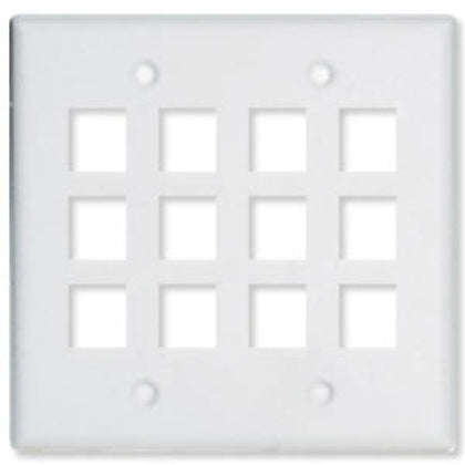 WALL PLATE 12PORT DUAL WHITE