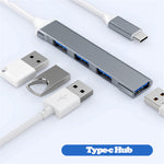 USB HUB TYPE C TO 4 PORT USB 2.0 AND USB 3.0 PORTS 390MB/S SILVER