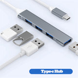 USB HUB TYPE C TO 4 PORT USB 2.0 AND USB 3.0 PORTS 390MB/S SILVER