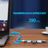 USB HUB TYPE C TO 4 PORT USB 2.0 AND USB 3.0 PORTS 390MB/S SILVER