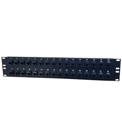 PATCH PANEL 32PORT CAT5E BLK 2U 19IN FEED THROUGH