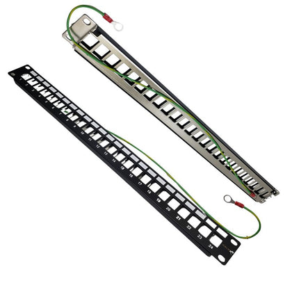 PATCH PANEL BLANK 24PORT 1U 19IN WITH GROUND