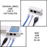 CABLE TESTER FOR RJ11/RJ45/BNC USB CABLES