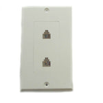 WALL PLATE MOD JK 6P4C DUAL PLAS WHITE