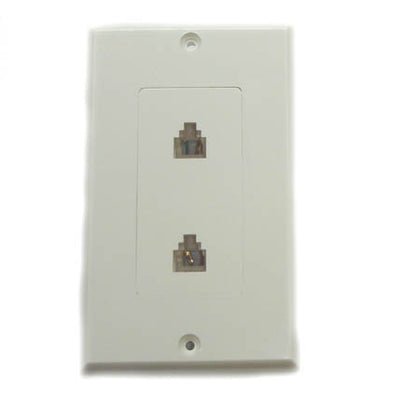 WALL PLATE MOD JK 6P4C DUAL PLAS WHITE