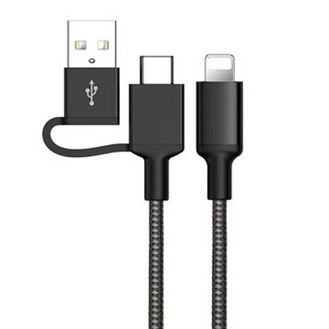 USB CABLE C MALE TO LIGHTNING 6FT WITH A MALE TO C FEM ADAPTER
