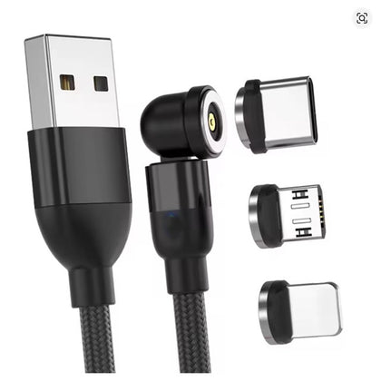 USB CABLE A MALE TO C/LIGTNING MICRO-B MAGNETIC TIPS 6FT
