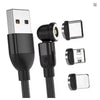 USB CABLE A MALE TO C/LIGTNING MICRO-B MAGNETIC TIPS 6FT