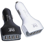 USB CAR CHARGER 4PORT 5VDC 4.8A ASSORTED BLACK & WHITE