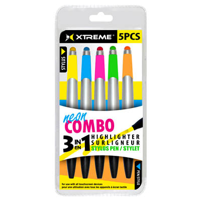 STYLUS PEN FOR TABLETS AND CELLPHONES W/HIGHLIGHTER 3 IN 1