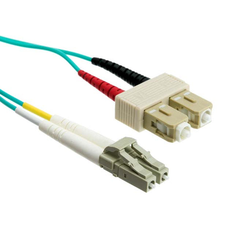 FIBER OPTIC PATCH CORD LC-SC 2M OM3 10GIG MULTI MODE DUPLEX AQUA