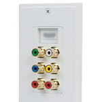 WALL PLATE HDMI WITH 6XRCA JACK GOLD PLATED- WHITE