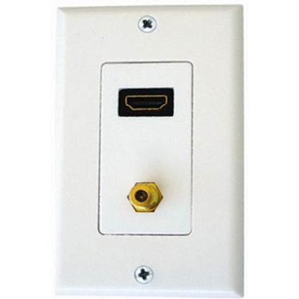 WALL PLATE HDMI WITH F CONN PLASTIC