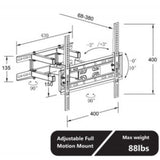 TV WALLMOUNT 32-65IN SWIVEL/TILT 5-10 TILT 88LB 80-359MM DISTAN