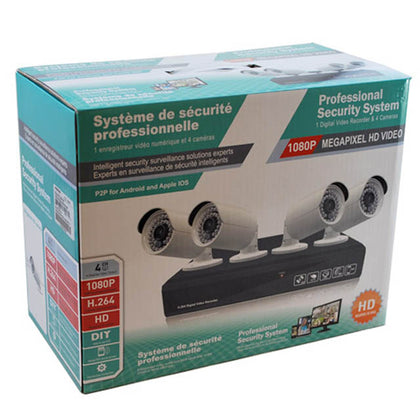 CAMERA SECURITY SYSTEM-4 CAMERAS BULLET DVR 1TB HDD INDOOR/OUTDOR