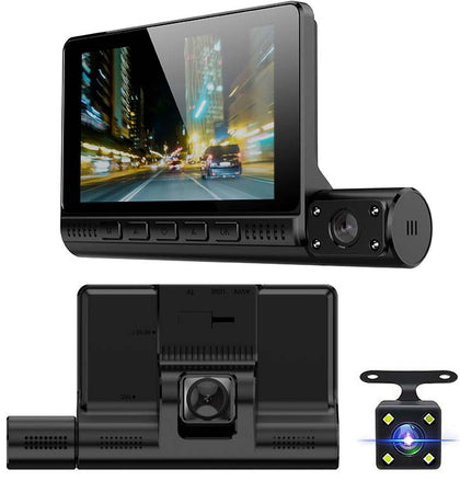 DASH CAMERA 1080P 3LENS 4INCH DVR FRONT INNER REAR NIGHTVISION