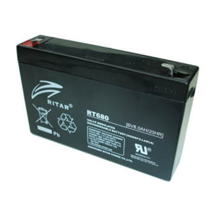 BATTERY LEAD ACID 6V 8AH QTAB 5.90X1.37X3.70IN(LXWXH)