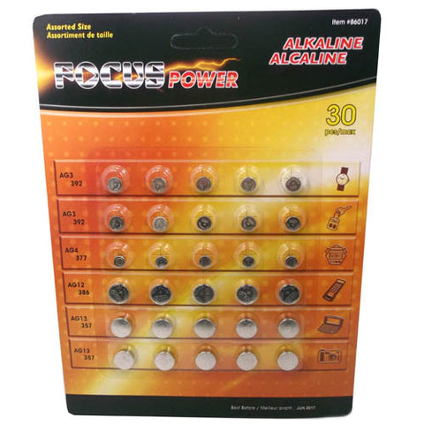 BATTERY ALKALINE BUTTON ASSORTED 4TYPE 386/377-5PCS 357/392-10PCS