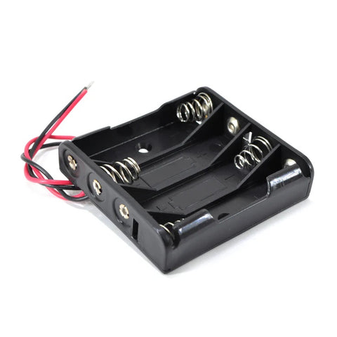 BATTERY HOLDER AAAX4 PLAS BLK WITH WIRES
