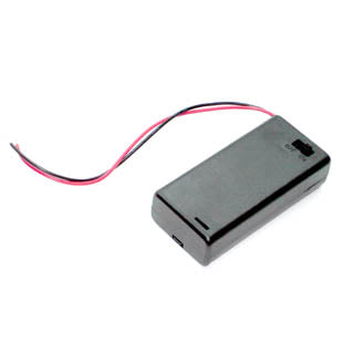 BATTERY HOLDER AAX2 PLAS W/SWITC WITH COVER BLACK PLASTIC