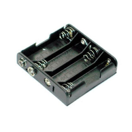 BATTERY HOLDER AAX4 PLASTIC BLK WITH SNAP CONN