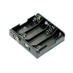 BATTERY HOLDER AAX4 PLASTIC BLK WITH SNAP CONN