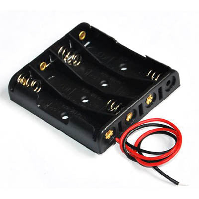 BATTERY HOLDER AAX4 PLASTIC WITH WIRE 6IN