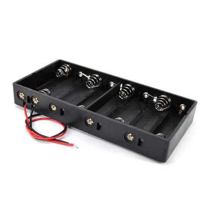 BATTERY HOLDER AAX8 PLASTIC BLK WITH WIRES