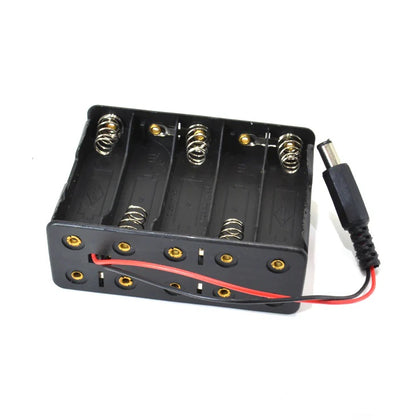 BATTERY HOLDER AAX10 PLASTIC BLK WITH WIRE AND 2.1MM DC PLUG