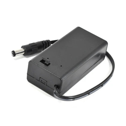 BATTERY HOLDER 9V PLASTIC BLK WITH COVER AND 2.1MM PLUG