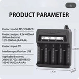 BATTERY CHARGER FOR 4X18650 LITH & AA/AAA NIMH/CAD BATT USB I/P