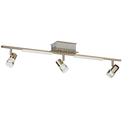 TRACK LIGHT WITH 3 ADJUSTABLE LED LIGHTS NICKEL PLATED