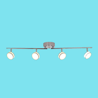 TRACK LIGHT WITH 4 FIXED LED LIGHTS DIMMABLE CHROME PLATED