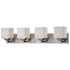 VANITY LIGHT 4 LIGHTS BRUSHED NICKEL FINISH W/FROSTED WHT GLAS