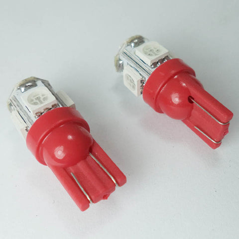 LED BULB WEDGE 12V RED 5LED 5050 REPLACES 194 & 168