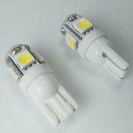 LED BULB WEDGE 12V WHITE 5LED 5050 REPLACES 194 & 168 BASE T10