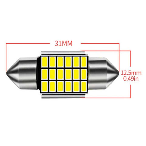 LED BULB FESTOON 12V WHITE 31MM 18LEDS WHITE 6000K 1W CAR BULB