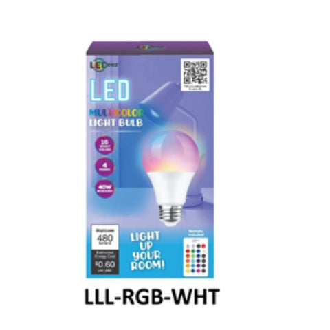 BULB LED COLOR CHANGING W/REMOTE 40W 16 BRIGHT COLORS 4 MODES