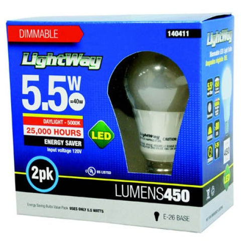 BULB LED A19 E26 DAY LIGHT 5.5W DIMMABLE 120V REPLACES 40W