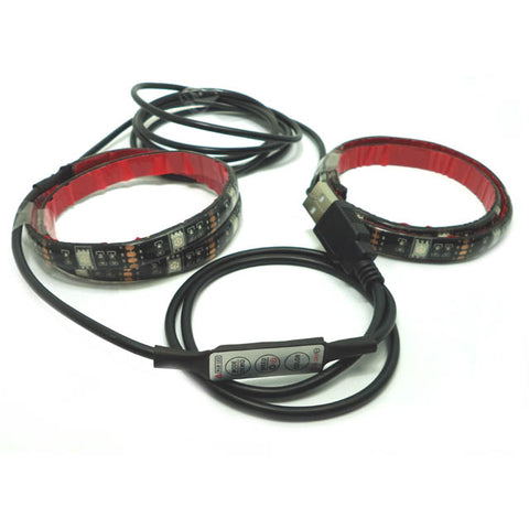 LED FLEXIBLE STRIP 16COLOR USB 2 19.6IN STRIPS W/5FT CABLE IP65