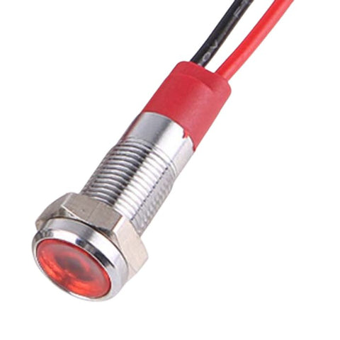 INDICATOR LED 12V 6MM RED CHMT METAL IP67 PILOT LIGHT