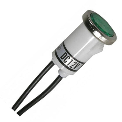 INDICATOR 12V 50MA 12MM GRN SNAP W/WIRES