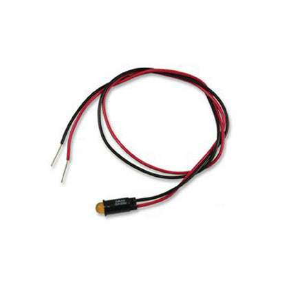 INDICATOR 5V LED 6.35MM YEL CHMT 8MCD 10MA WIRE