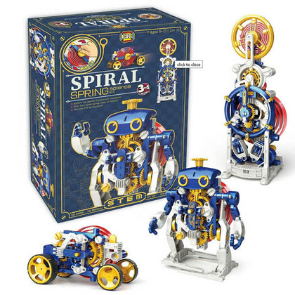 SPIRAL SPRING SCIENCE KIT 3 IN 1 WIND UP 133PC/SET