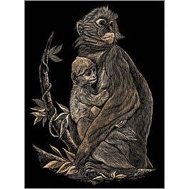 COPPER ENGRAVING MONKEY & BABY