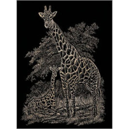 COPPER ENGRAVING GIRAFFE & BABY