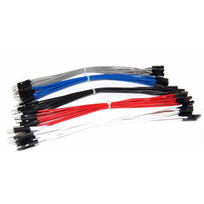JUMPER WIRE MALE/FEM 6IN 22AWG 50PC/PKG RED BLK WHT GRY BLUE