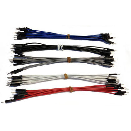 JUMPER WIRE MALE MALE 6INCH 22AWG 50/PK RED BLK WHT GREY BLU