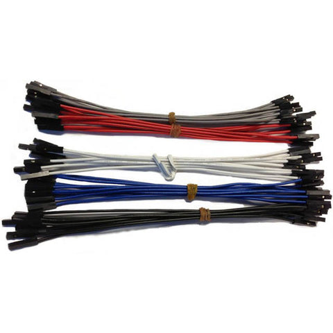 JUMPER WIRE FEMALE FEMALE 6IN 22AWG 50/PK RED BLK WHT GREY BLU