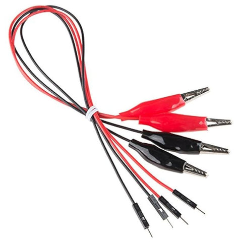 JUMPER WIRE MALE TO ALLIGATOR SINGLE 12IN LONG 2PAIRS RED/BLK